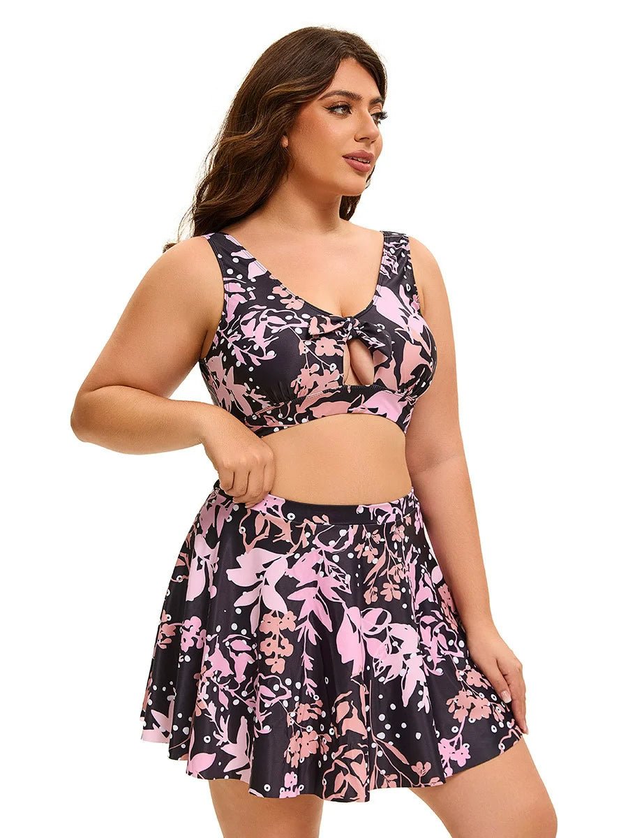 Plus Size 3 Piece Swimsuits For Women Printed Bikini Sets Swimwear Swim Skirt Beach Bathing Suit - Chrissy's Eye