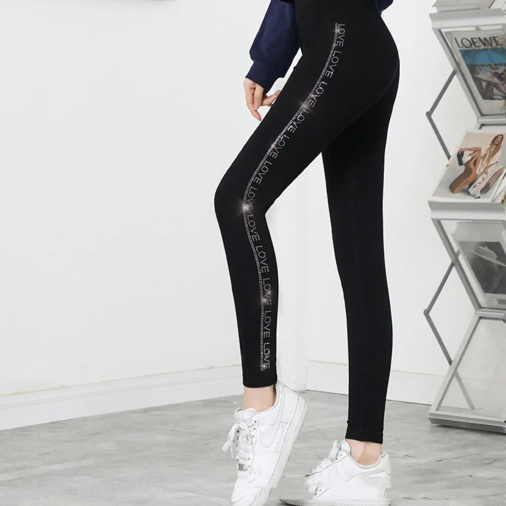 Bright Drill Glitter Leggings High Waist Super Elastic Diamonds Glitter Pants Thicken Harem Pants Leisure Glitter Pant Office - Chrissy's Eye