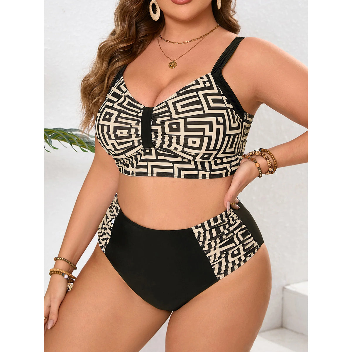 Plus Size High Waist Bikini Women's Push Up Large Size Swimsuit 2025 Summer Mujer Big Size Tummy Control Swimwear Bikini Sets - Chrissy's Eye