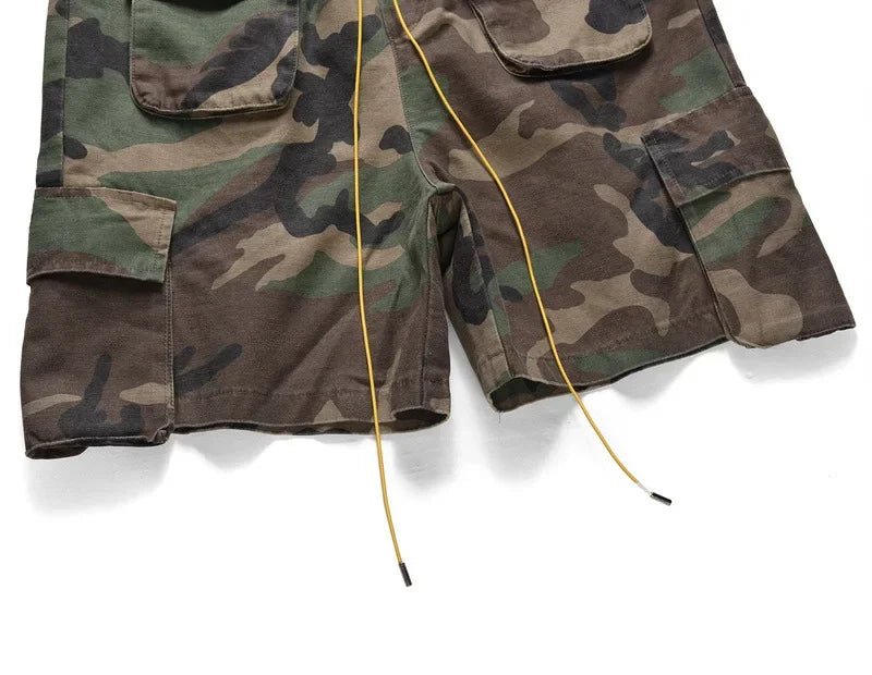 Summer New Fashion Men's Multi Pocket Camouflage Drawstring Jeans Knee Length Shorts Casual Trendy Loose Denim Cargo Shorts Male - Chrissy's Eye