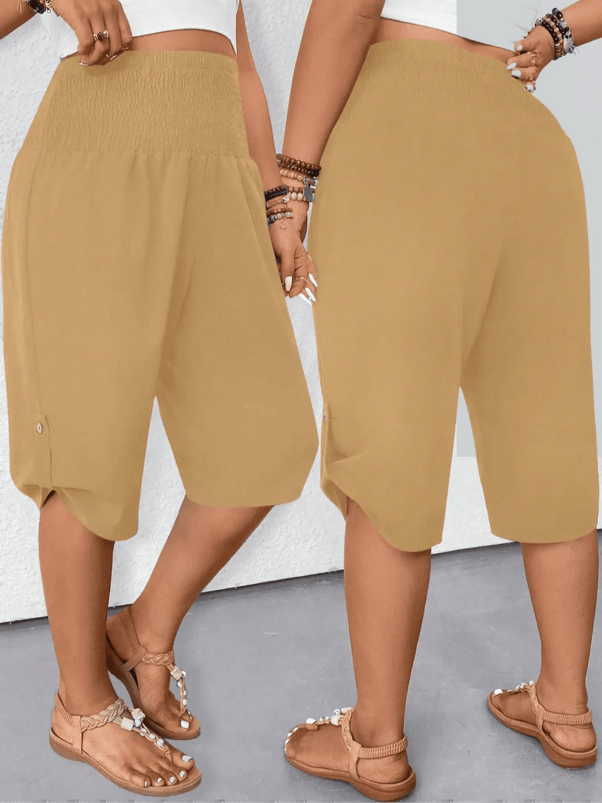 Plus Size 1XL-5XL Women's Fashionable Casual Solid Color Button Commuting Versatile Straight Leg Pants - Chrissy's Eye