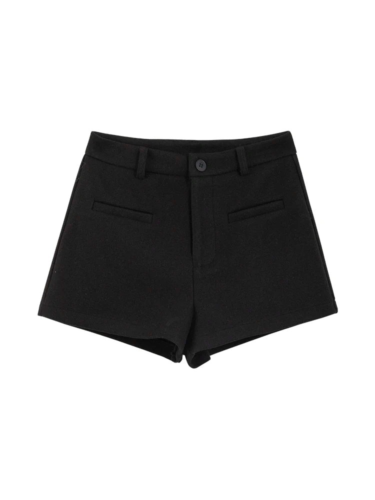 Women's 2025 Winter Thick Wool Blend Shorts - Korean High Waisted Slimming Bodycon 3/4 Booty Shorts - Chrissy's Eye