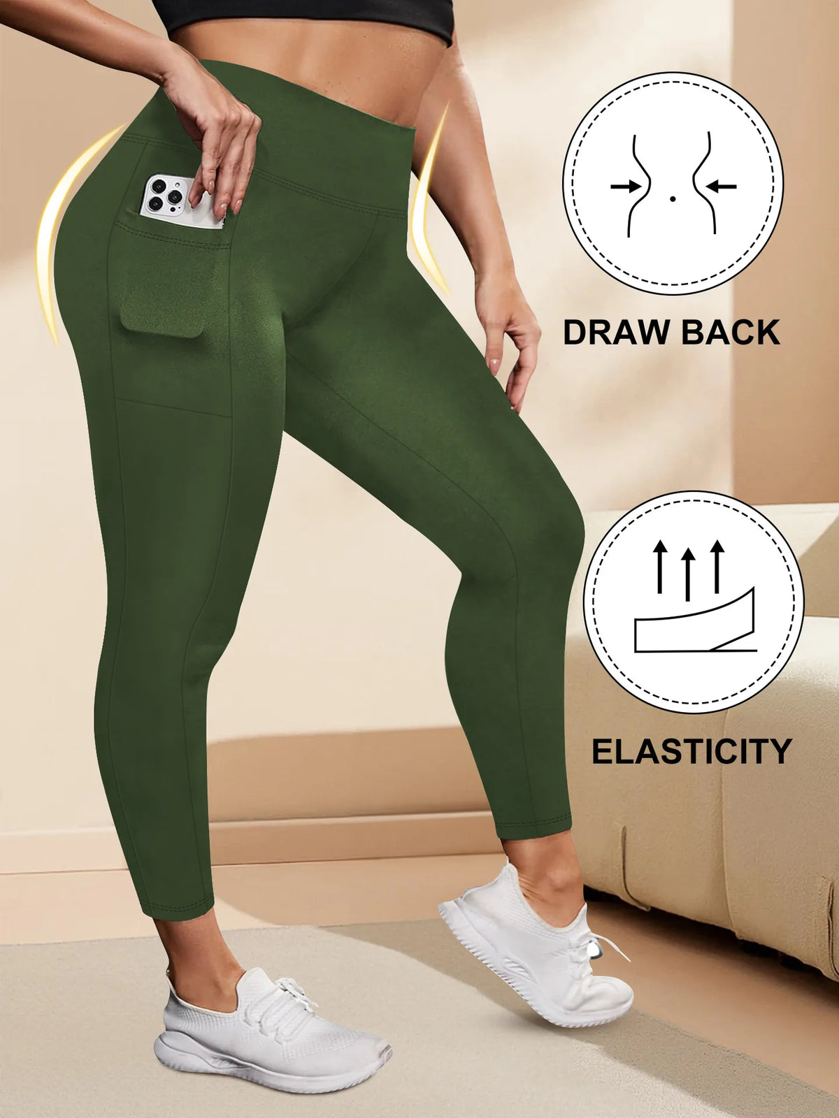 Women's High-Waisted Yoga Pants Plus Size Butt-Lifting Workout Leggings with Pockets Elastic Activewear for Gym & Running - Chrissy's Eye