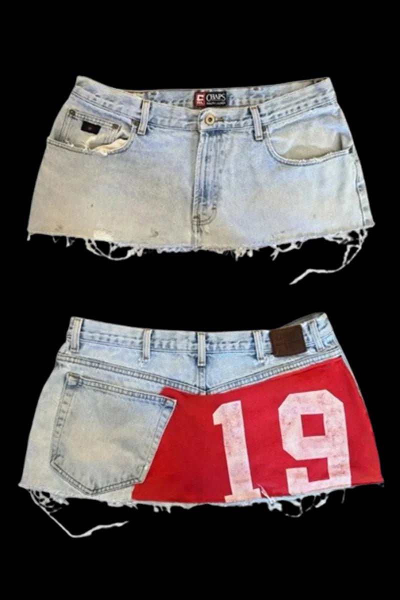 Women's Unique skirt applique print denim - Chrissy's Eye