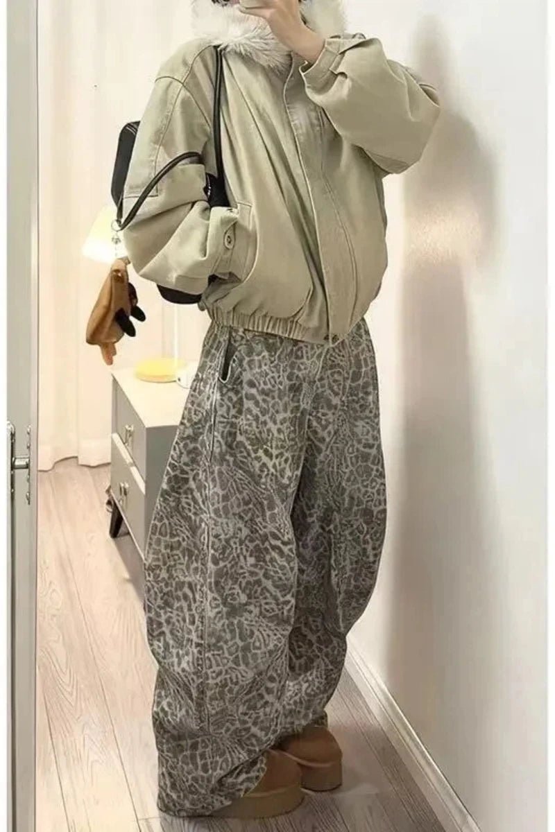 Women's High Waist, Wide Leg Jeans, Print Design, Loose Fit, Comfort Stretch - Chrissy's Eye