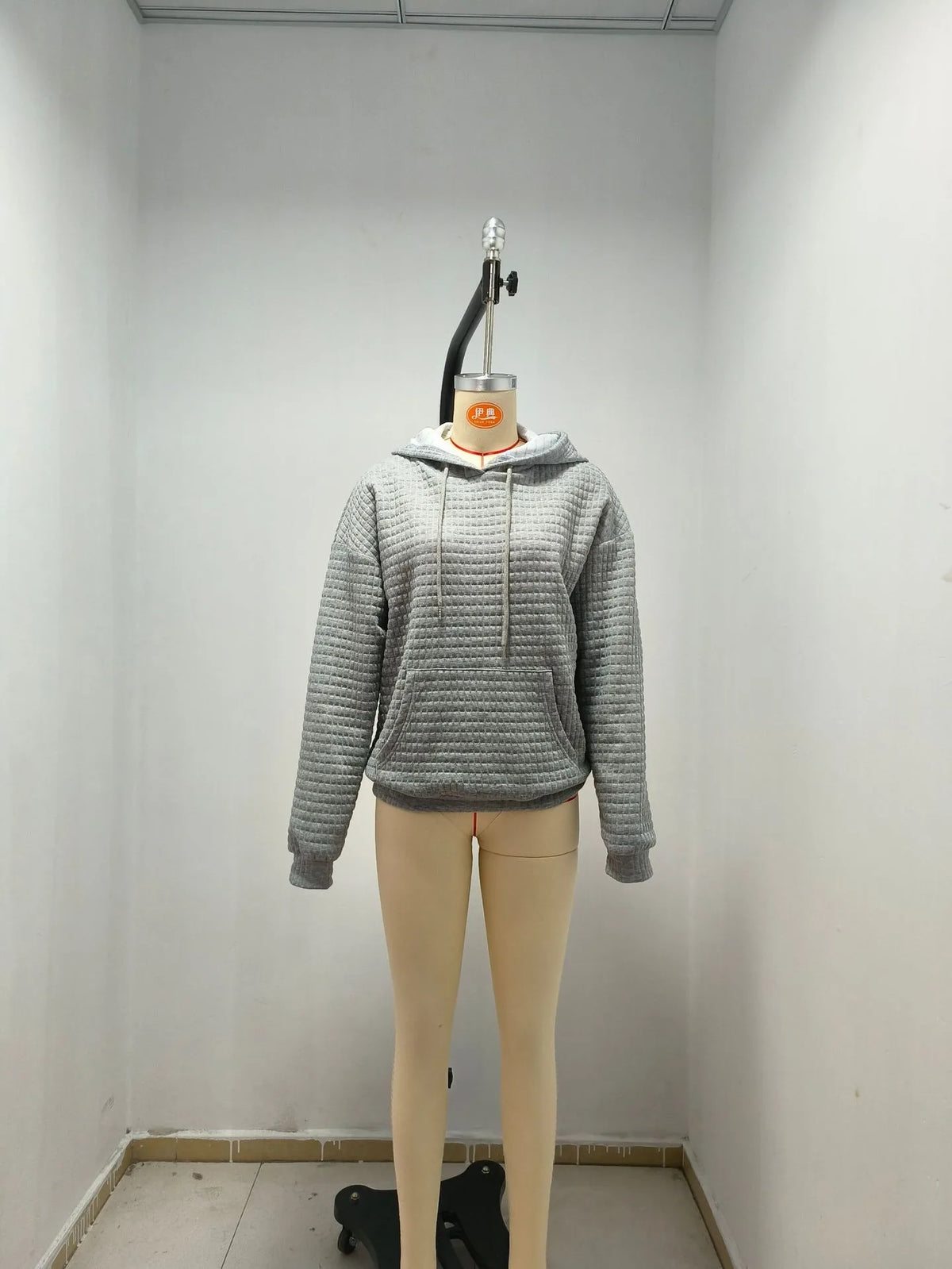 Women's hooded sweatshirt spring and autumn style waffle fashion beautiful solid color hooded drawstring loose sweatshirt - Chrissy's Eye