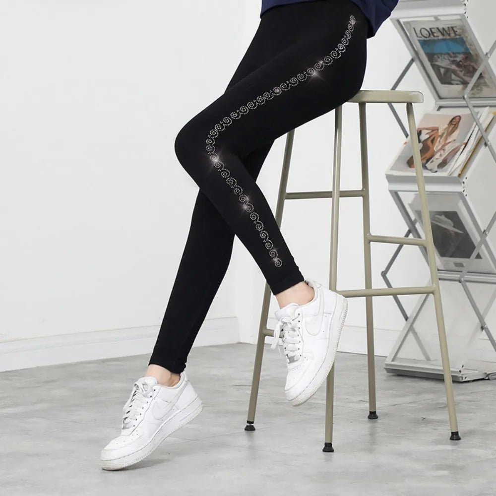 Bright Drill Glitter Leggings High Waist Super Elastic Diamonds Glitter Pants Thicken Harem Pants Leisure Glitter Pant Office - Chrissy's Eye