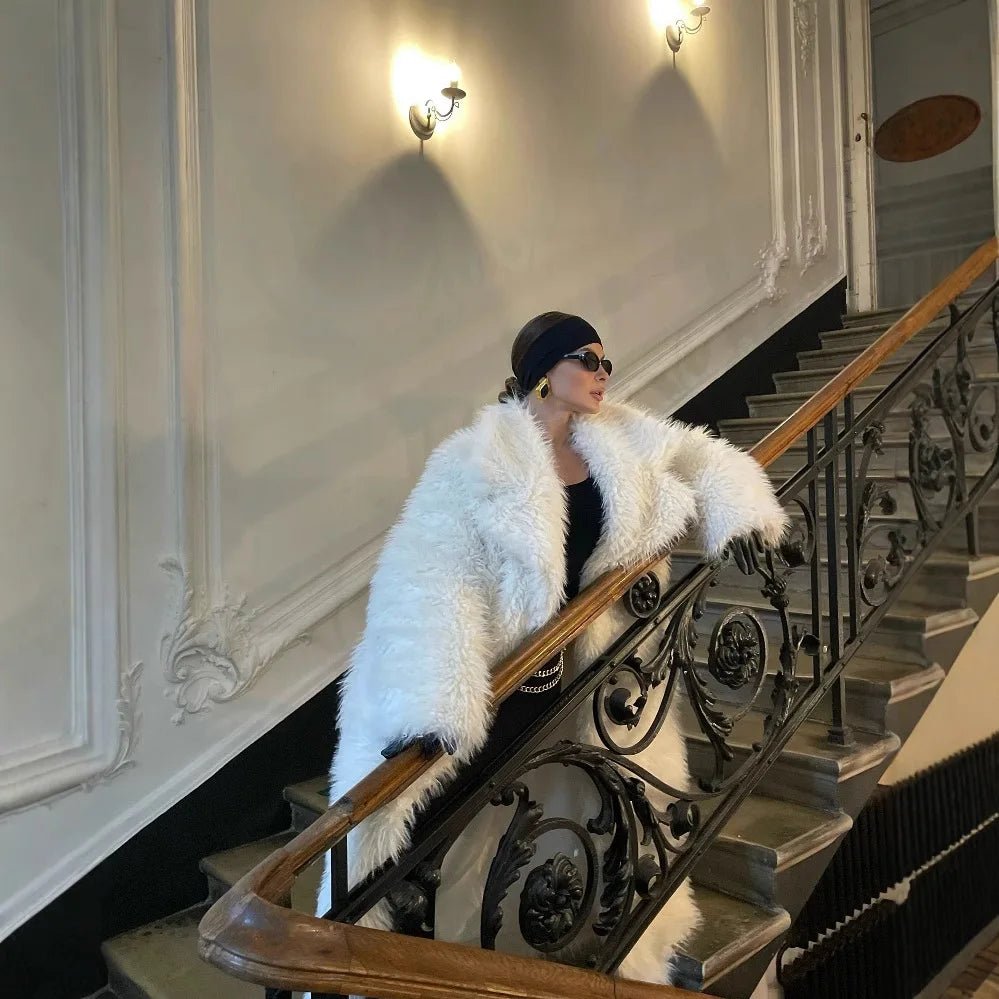 Elegant Women's Mink Fur Overcoat Solid Waist-cinching Fur Coat For Lady Luxury Long Furry - Chrissy's Eye