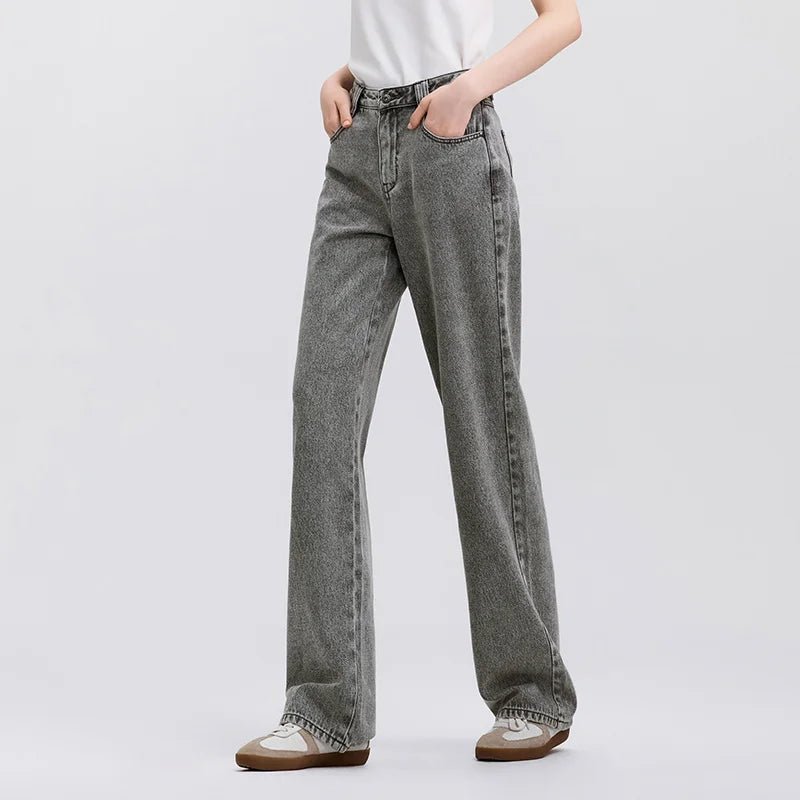 Semir Jeans Women Heightening Pure Cotton Long Trousers Autumn 2024 New Flesh-hiding Wide-leg Trousers - Chrissy's Eye