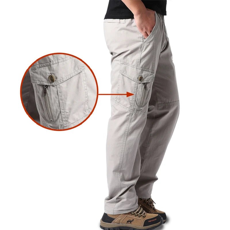 High Quality Men's Cotton Cargo Pants Casual Multiple Pocket Tacitcal Pants Spring Autumn Outdoor Camping Hiking Work Pants - Chrissy's Eye