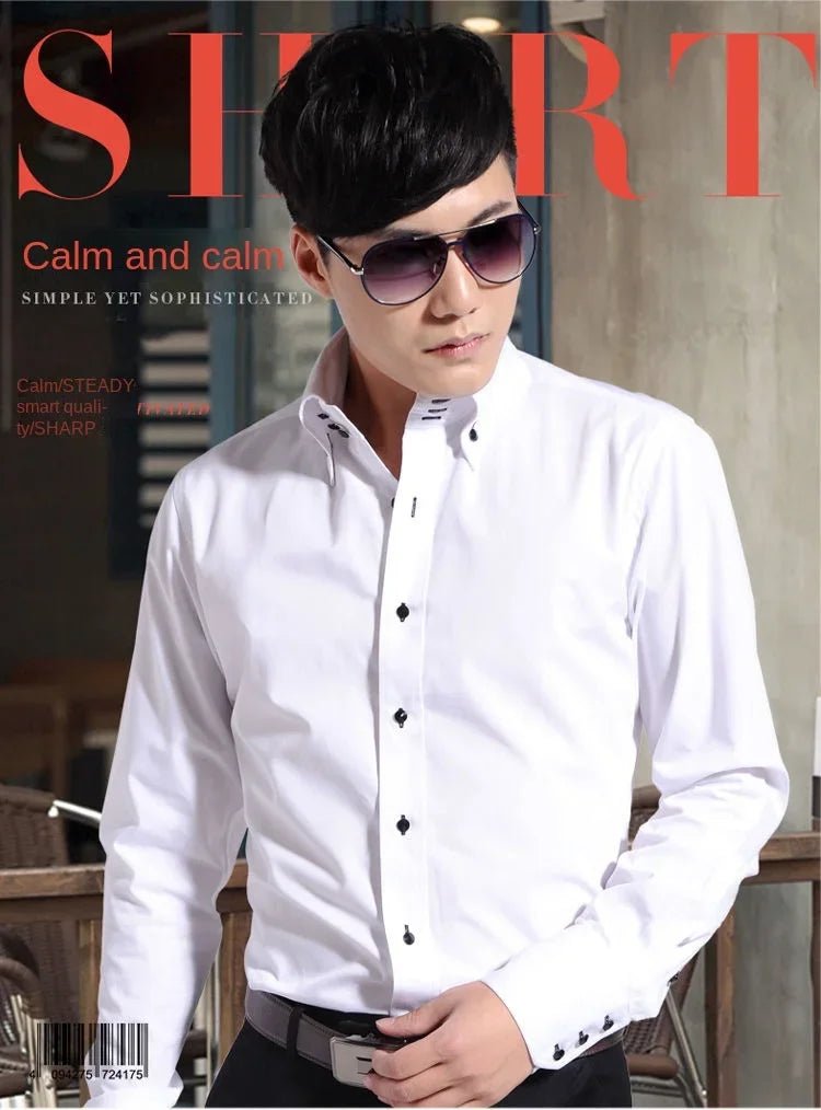Dress Shirt for Men Button-down Collared Formal Business Long Sleeve Casual Fashion Slim Fit - Chrissy's Eye