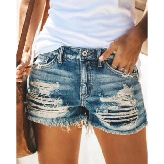 Botvotee Summer Ripped Skinny Shorts Jeans for Women High Waisted Casual Denim Shorts Vintage Retro Short Jeans Woman - Chrissy's Eye