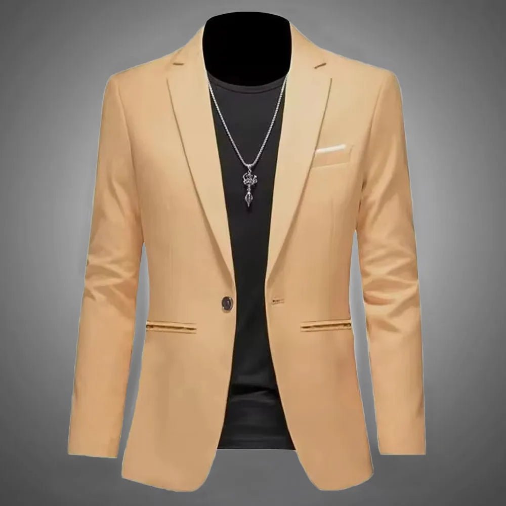 Men's Trendy Leisure Boutique Suit Jacket Autumn Casual Business Slim Fit Non-ironing Single Button Suit Solid Formal Blouse - Chrissy's Eye