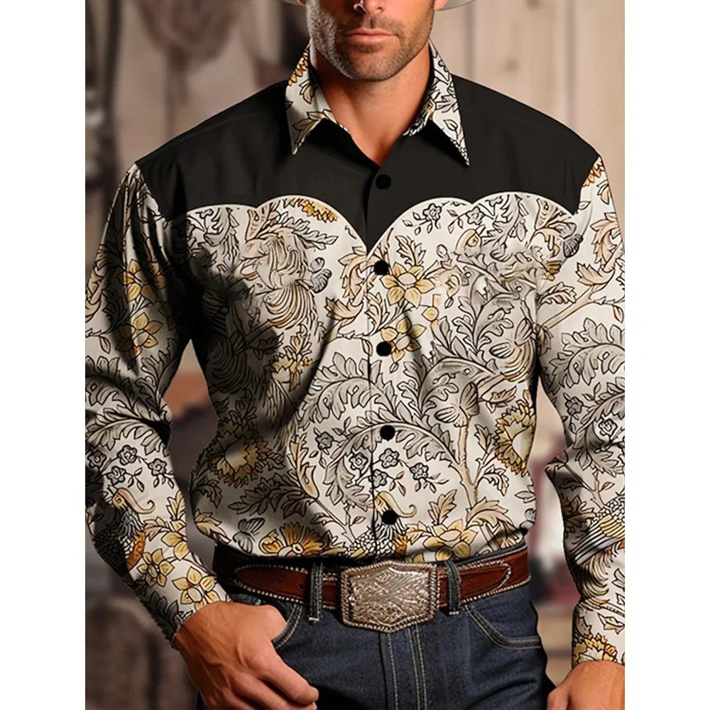 Men's Two-Tone Western-Style Button-Up Shirt - Chrissy's Eye