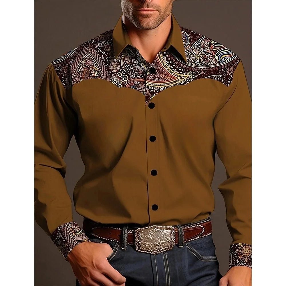 Men's Two-Tone Western-Style Button-Up Shirt - Chrissy's Eye