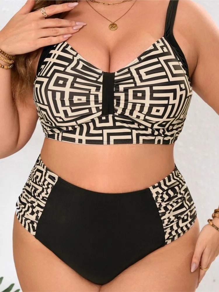 Plus Size High Waist Bikini Women's Push Up Large Size Swimsuit 2025 Summer Mujer Big Size Tummy Control Swimwear Bikini Sets - Chrissy's Eye