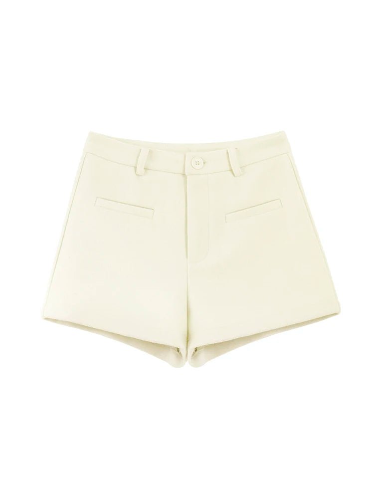 Women's 2025 Winter Thick Wool Blend Shorts - Korean High Waisted Slimming Bodycon 3/4 Booty Shorts - Chrissy's Eye