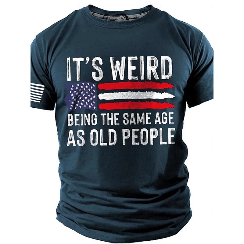 Men's Retro Flag Printed T-shirt 3D Skull Round Neck Short Sleeve Casual Breathable - Chrissy's Eye