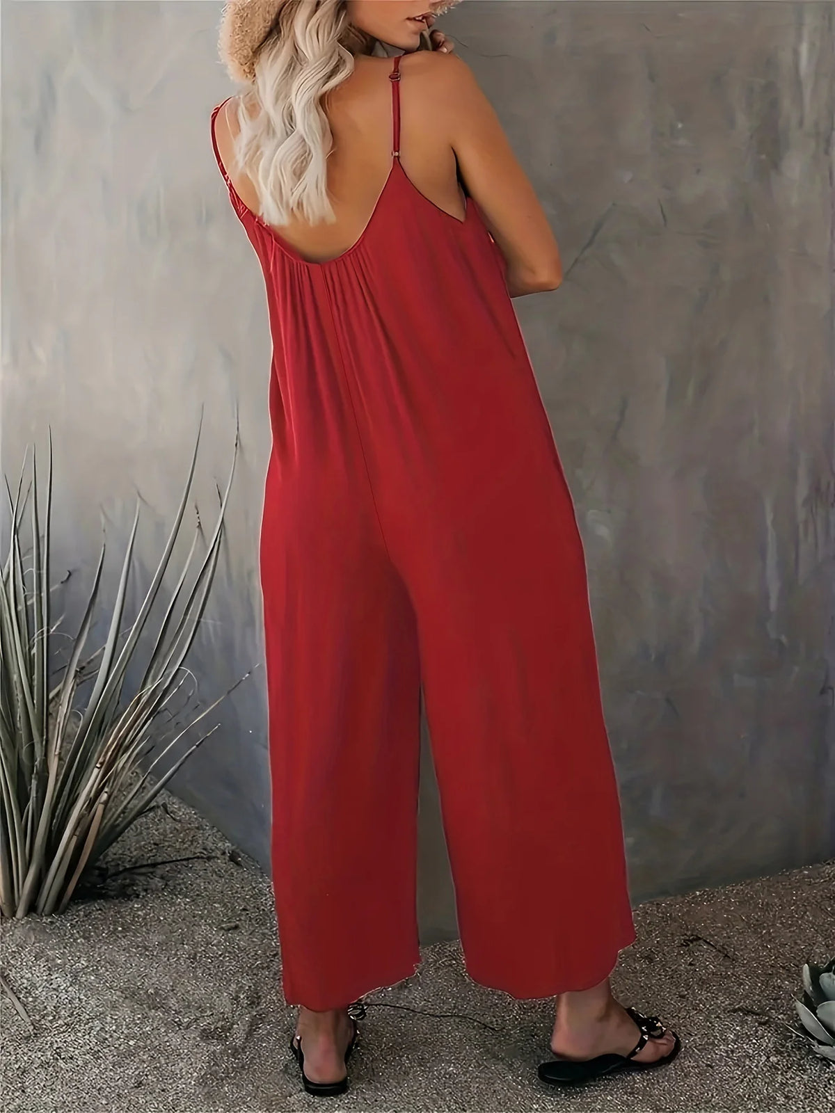 Plus Size Women's 2025 Summer Jumpsuit - Sleeveless Wide Leg Romper with Side Pockets, Casual One Piece Outfit - Chrissy's Eye