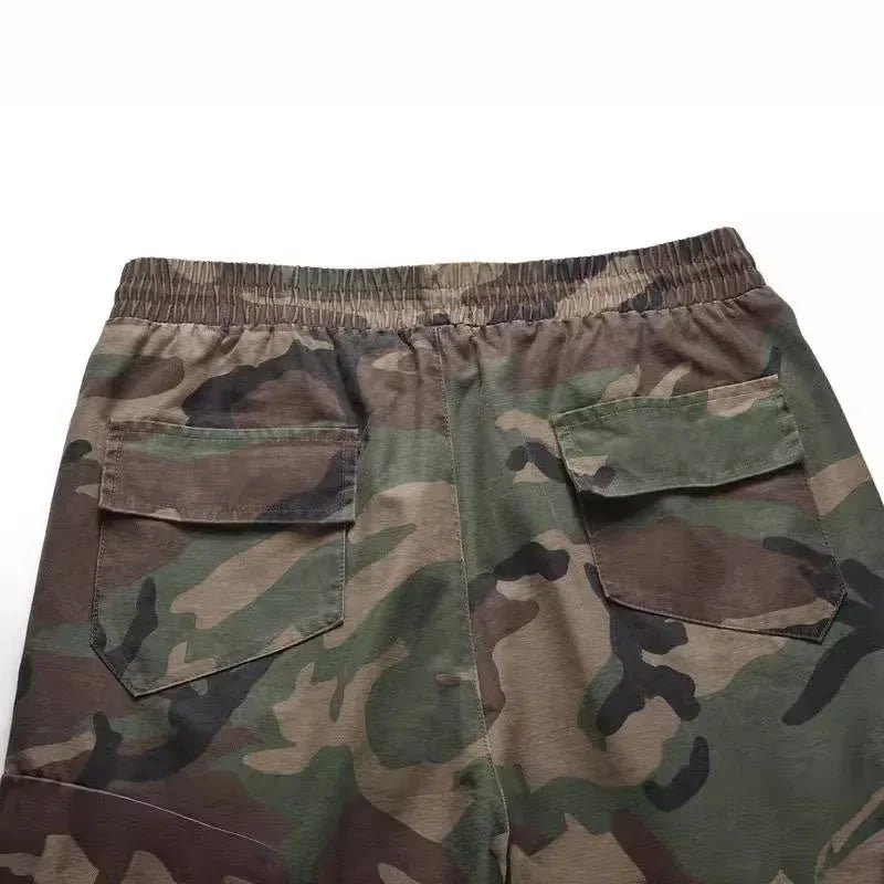 Summer New Fashion Men's Multi Pocket Camouflage Drawstring Jeans Knee Length Shorts Casual Trendy Loose Denim Cargo Shorts Male - Chrissy's Eye