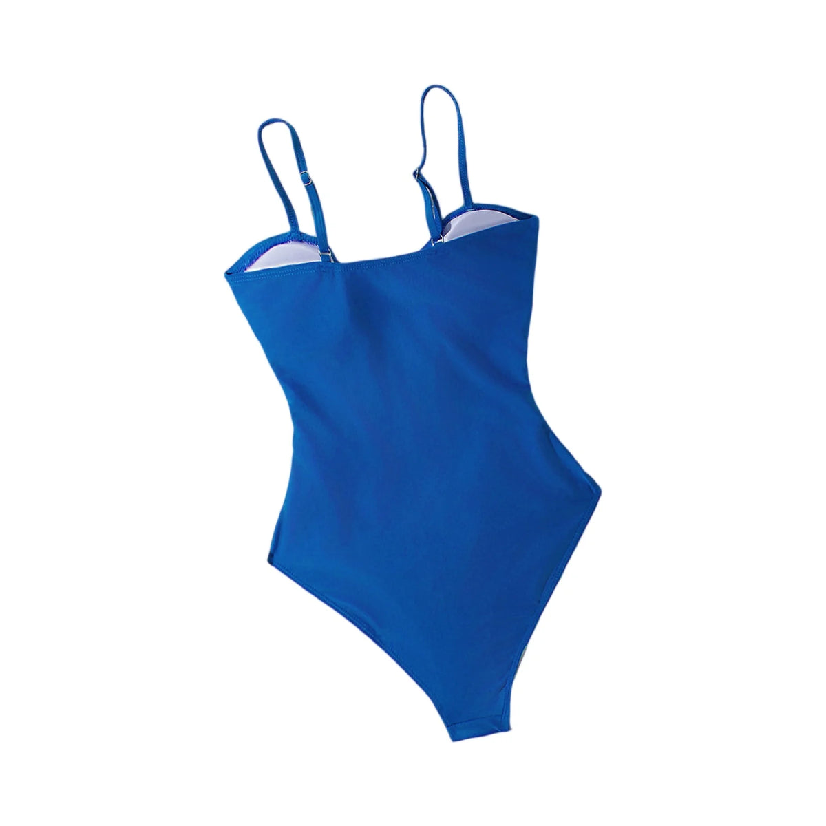 Sexy Cutout Swimsuit Solid Color Summer Spaghetti Strap Color Block Ring Detail One Piece Beach High Cut Bathing Suit - Chrissy's Eye