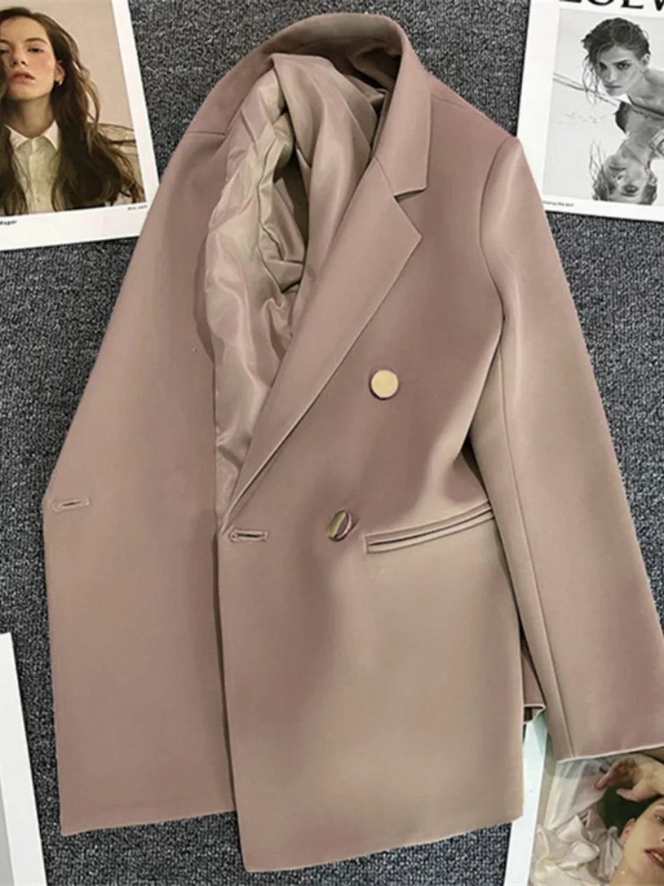 Women Suit Blazer Elegant Coat 2025 Spring Autumn Fashion Korean Blazer Luxury Double Breasted Jacket Solid Ladies Tops Clothes - Chrissy's Eye