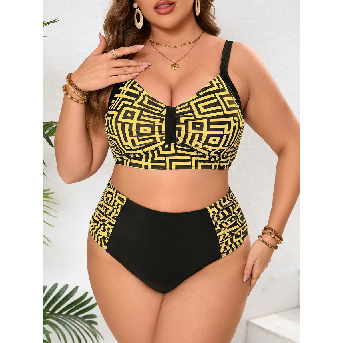 Plus Size High Waist Bikini Women's Push Up Large Size Swimsuit 2025 Summer Mujer Big Size Tummy Control Swimwear Bikini Sets - Chrissy's Eye