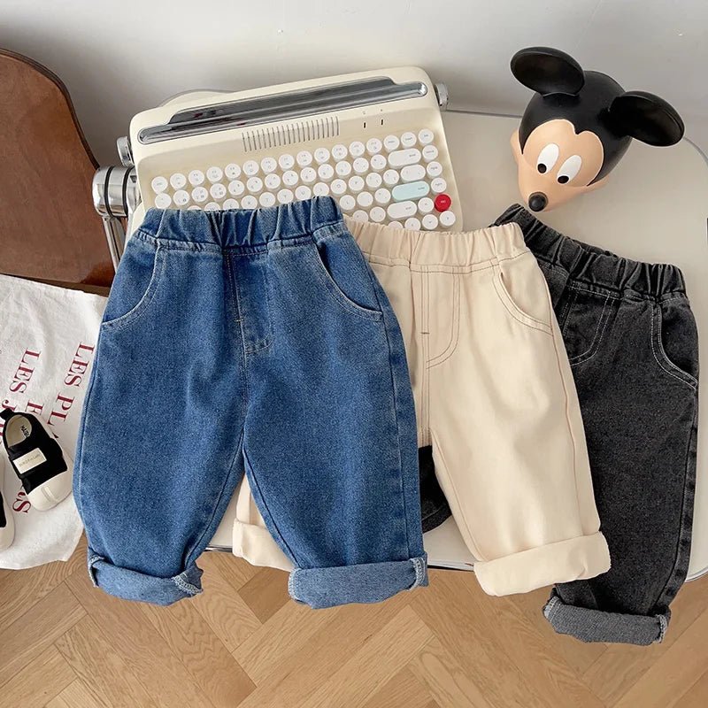 Spring Autumn New Baby Pants Casual Denim 9M-5T Kids Boys Straight Jeans Soft Toddler Girls Fashion Trousers 3 Colors - Chrissy's Eye