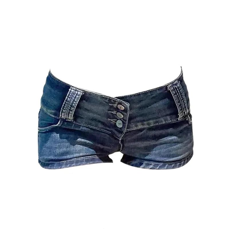 Y2k Streetwear Harajuku E-girl Summer Women 2000s Grunge Kpop Japanese Gyaru Low Rise Jean Shorts Slim Denim Hot Pants Trashy - Chrissy's Eye