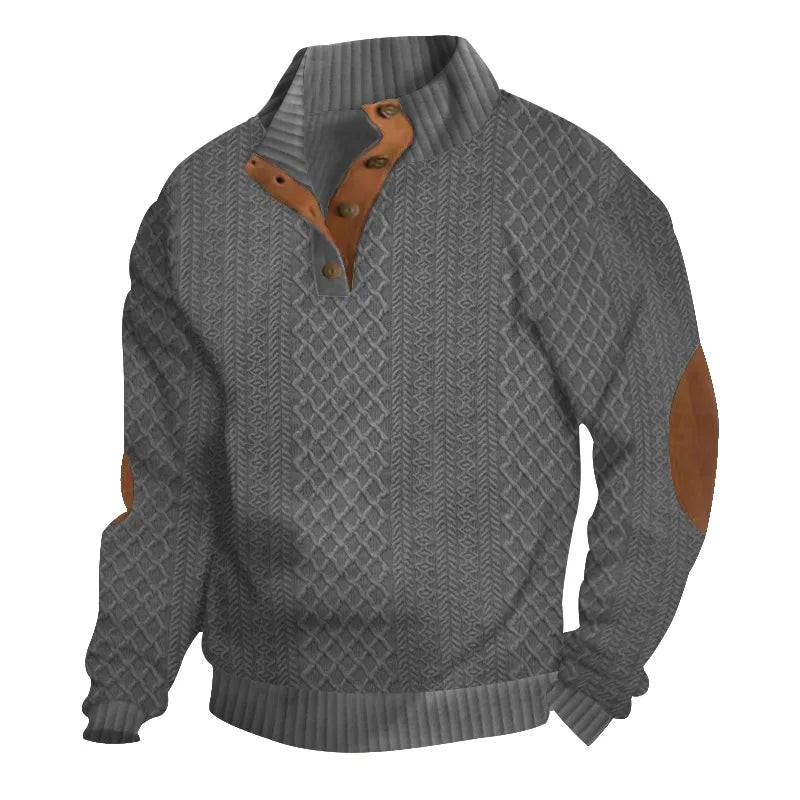2024 cross-border hot-selling autumn and winter men's casual stand-up collar long-sleeved jacquard knitted pullover sweater - Chrissy's Eye