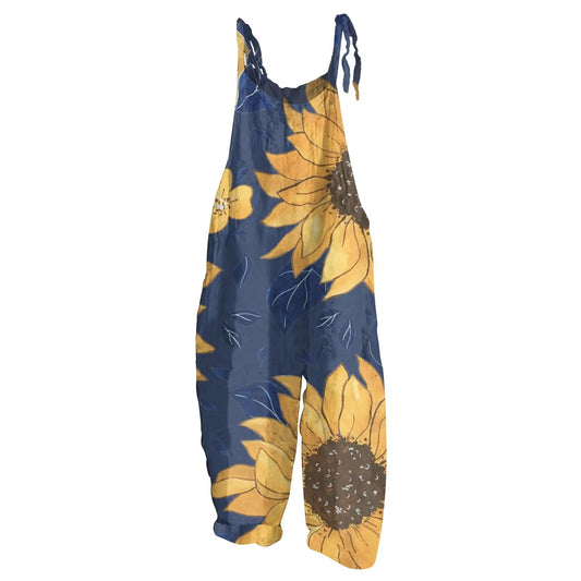 Sunflower Pattern Overalls For Women Fashion Slim Jumpsuit Women Casual Loose Romper For Women Mono Deportivos Mujer Gym - Chrissy's Eye
