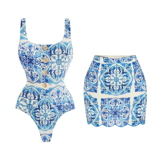 2Pc Retro Print Swimsuit 2026 Sexy Bikini Women Swimwear Push Up Swim Suit Female Bandeau Biquini Bathingsuit Beachwear Cover Up - Chrissy's Eye