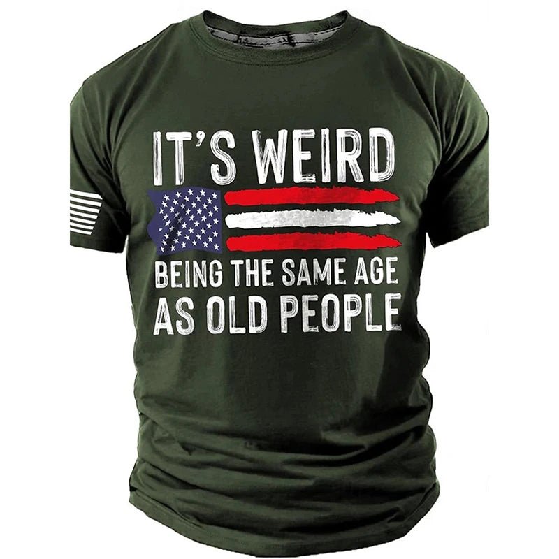 Men's Retro Flag Printed T-shirt 3D Skull Round Neck Short Sleeve Casual Breathable - Chrissy's Eye