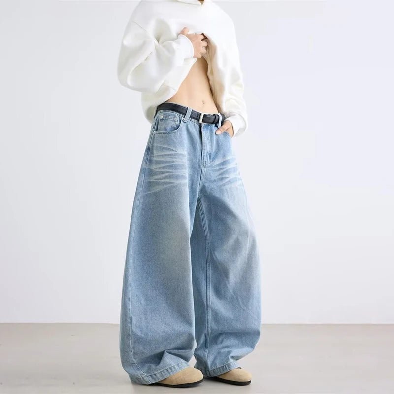 Autumn Men's Letter Printed Straight-Leg Baggy Jeans Hip Hop Fashion Washed Denim Pantalones American Retro Y2K Streetwear Jean - Chrissy's Eye
