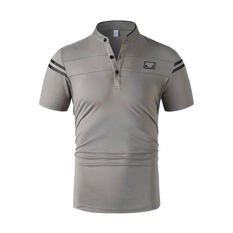 2025 New Men's Casual Fashion Solid Color Short Sleeved Polo Shirt Stand Up Collar Versatile Comfortable Top - Chrissy's Eye