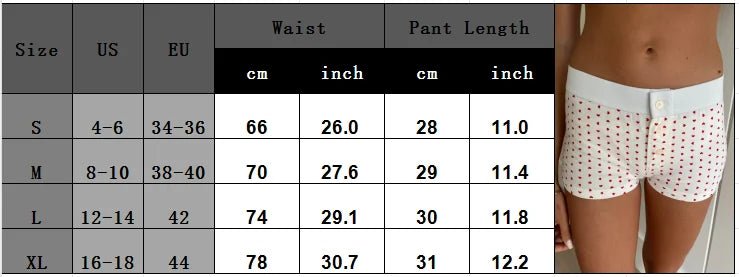 Combhasaki Womens Loungewear Shorts Y2K Vintage Elastic Low Waist Button Closure Graphic Printed Aesthetic Slim Fit Bottoms - Chrissy's Eye
