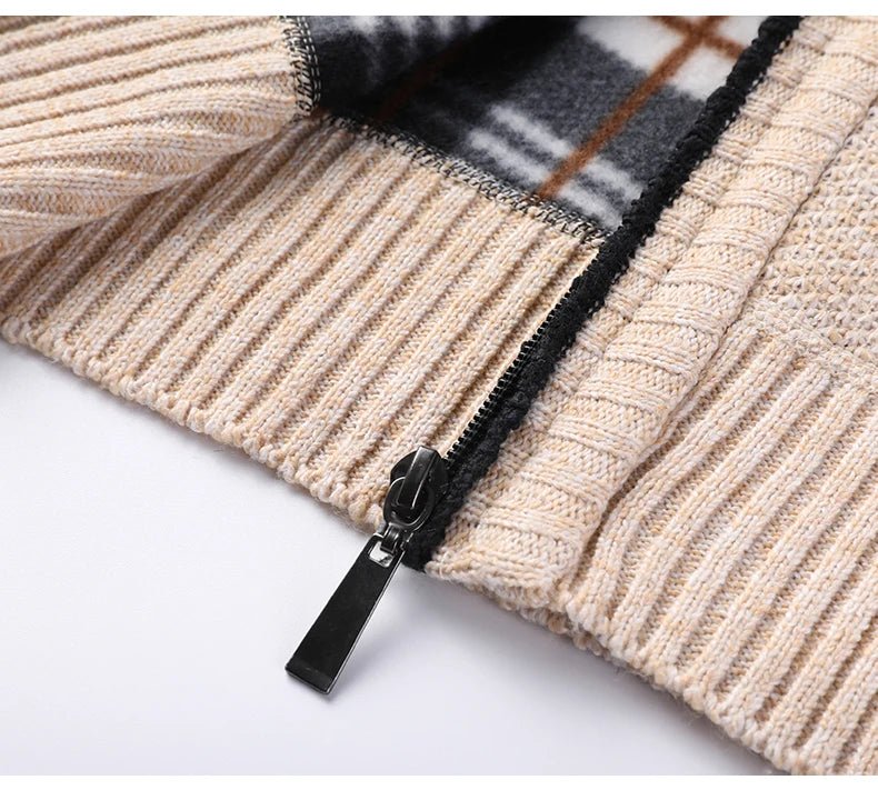 Men's Stand-up Collar Knit Sweater Autumn Winter New Cardigan Tops Korean Slim Solid Color Sweatercoat Jacket - Chrissy's Eye