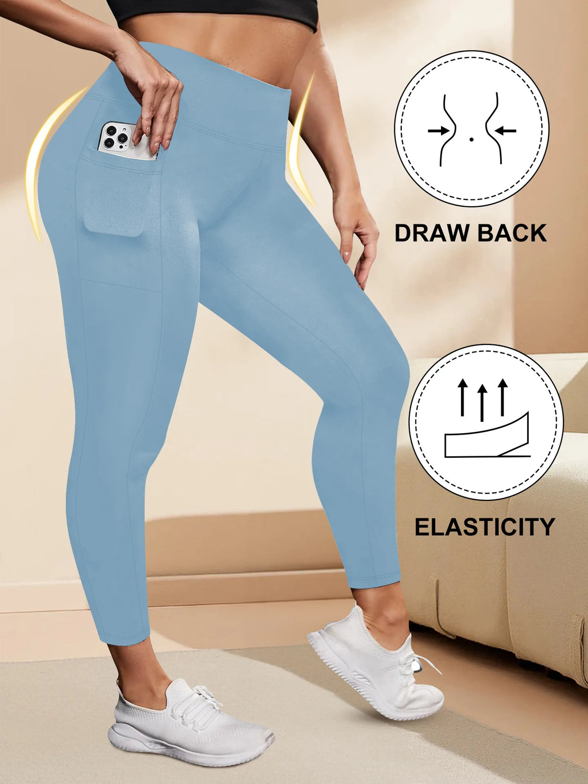 Women's High-Waisted Yoga Pants Plus Size Butt-Lifting Workout Leggings with Pockets Elastic Activewear for Gym & Running - Chrissy's Eye