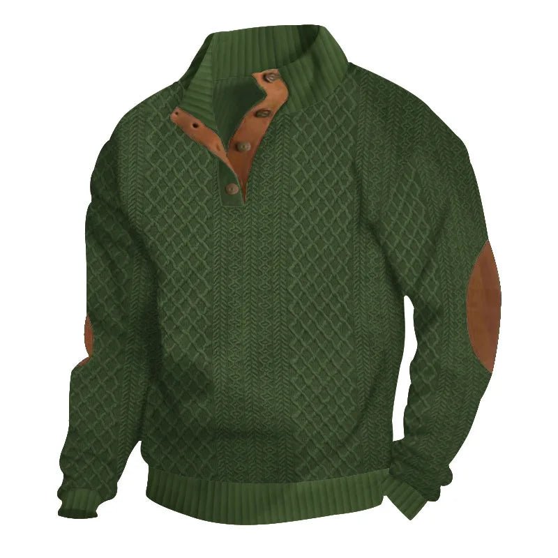 2024 cross-border hot-selling autumn and winter men's casual stand-up collar long-sleeved jacquard knitted pullover sweater - Chrissy's Eye