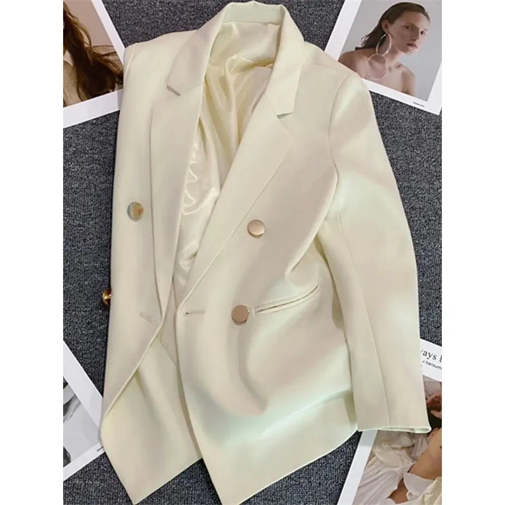Women Suit Blazer Elegant Coat 2025 Spring Autumn Fashion Korean Blazer Luxury Double Breasted Jacket Solid Ladies Tops Clothes - Chrissy's Eye