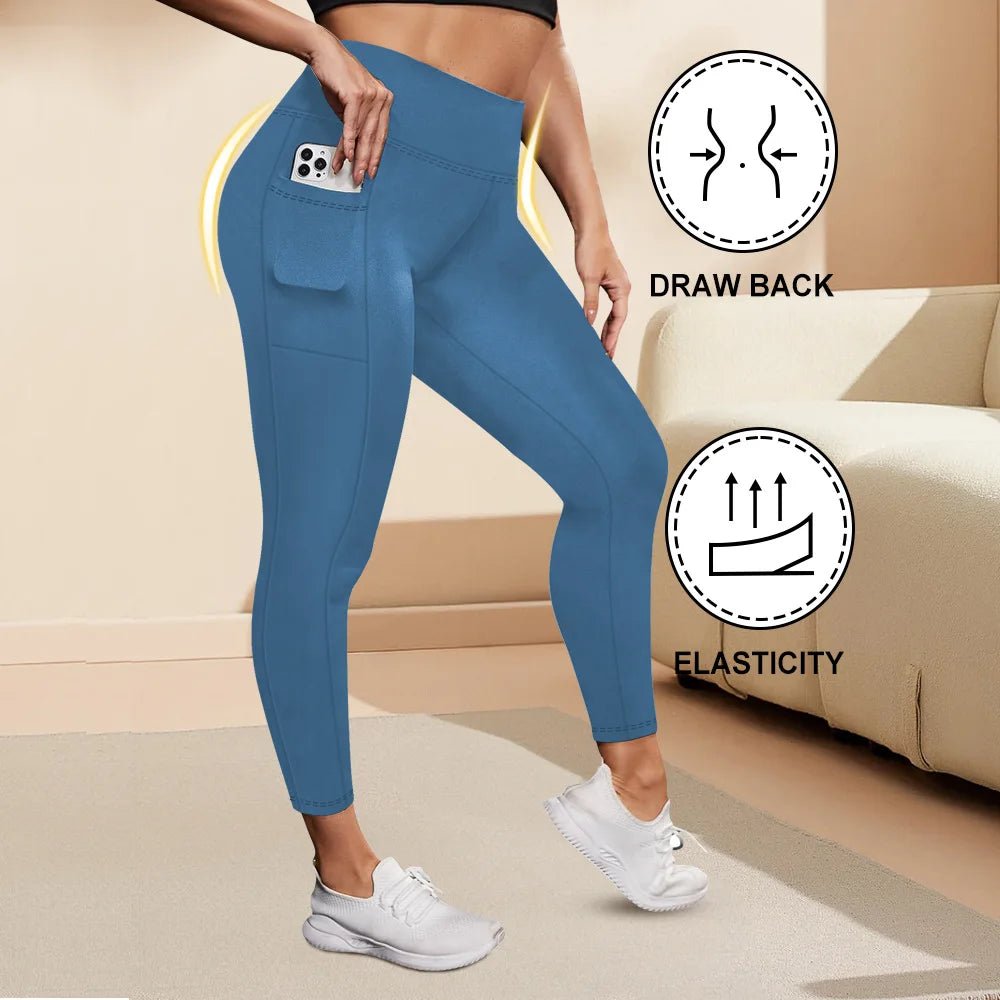 Women's High-Waisted Yoga Pants Plus Size Butt-Lifting Workout Leggings with Pockets Elastic Activewear for Gym & Running - Chrissy's Eye