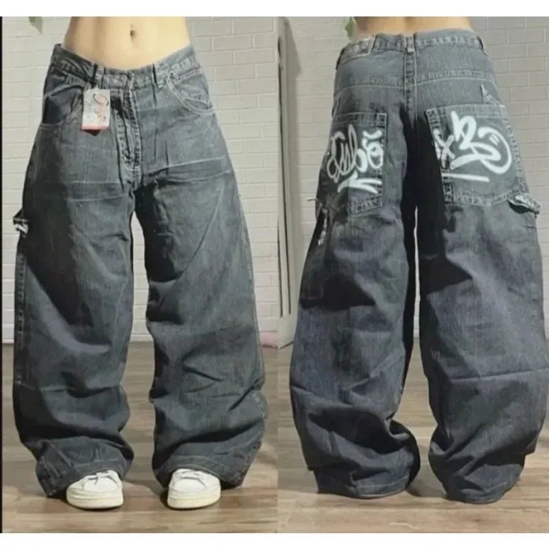 Y2K American New Fashion Tiger Print Loose Jeans Women High Street Harajuku Wind Trend Casual Joker High Waist Wide Leg Pants - Chrissy's Eye