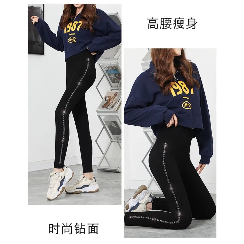 Bright Drill Glitter Leggings High Waist Super Elastic Diamonds Glitter Pants Thicken Harem Pants Leisure Glitter Pant Office - Chrissy's Eye