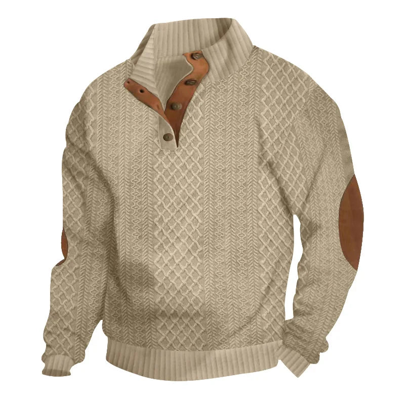 2024 cross-border hot-selling autumn and winter men's casual stand-up collar long-sleeved jacquard knitted pullover sweater - Chrissy's Eye