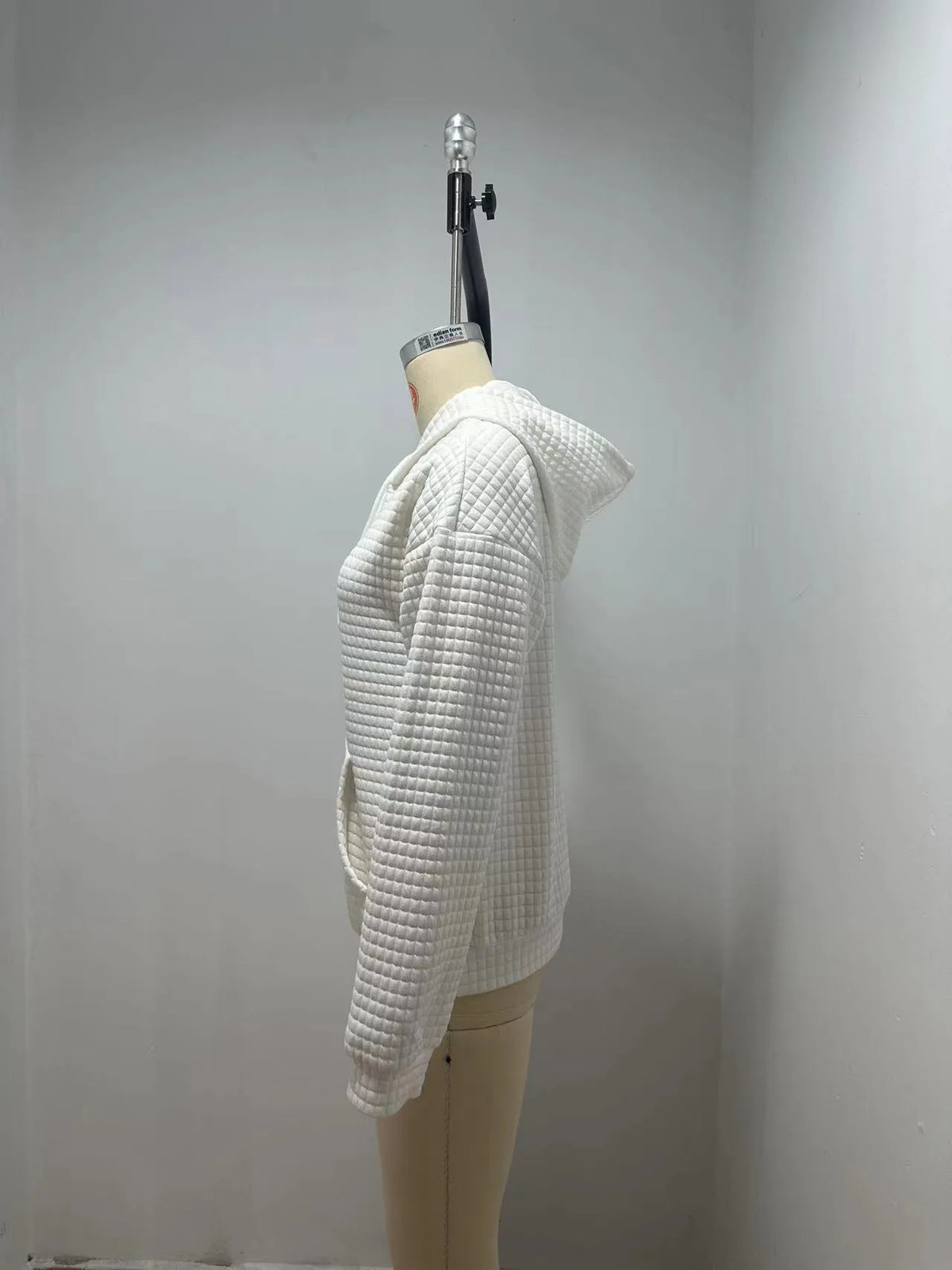 Women's hooded sweatshirt spring and autumn style waffle fashion beautiful solid color hooded drawstring loose sweatshirt - Chrissy's Eye
