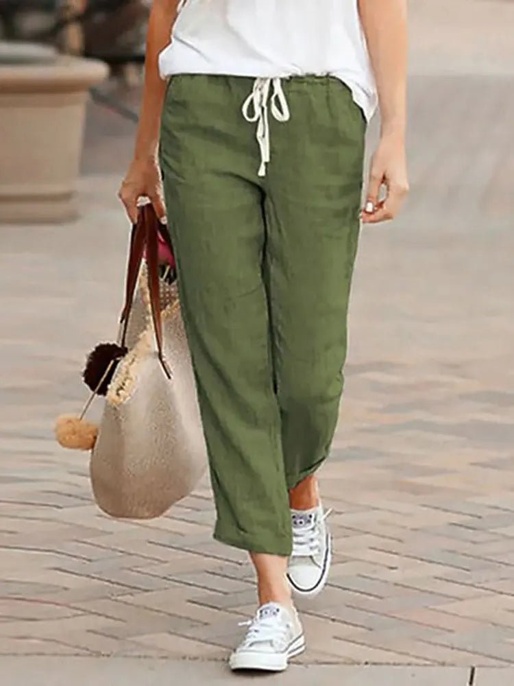 High Quality Plus Size Simple Solid Drawstring Women's slacks - Chrissy's Eye