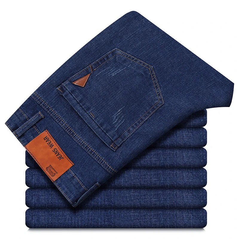2026 New Style Business Men's Jeans Casual Straight Stretch Fashion Classic Blue Black Work Pant Denim Trousers Male Clothing - Chrissy's Eye