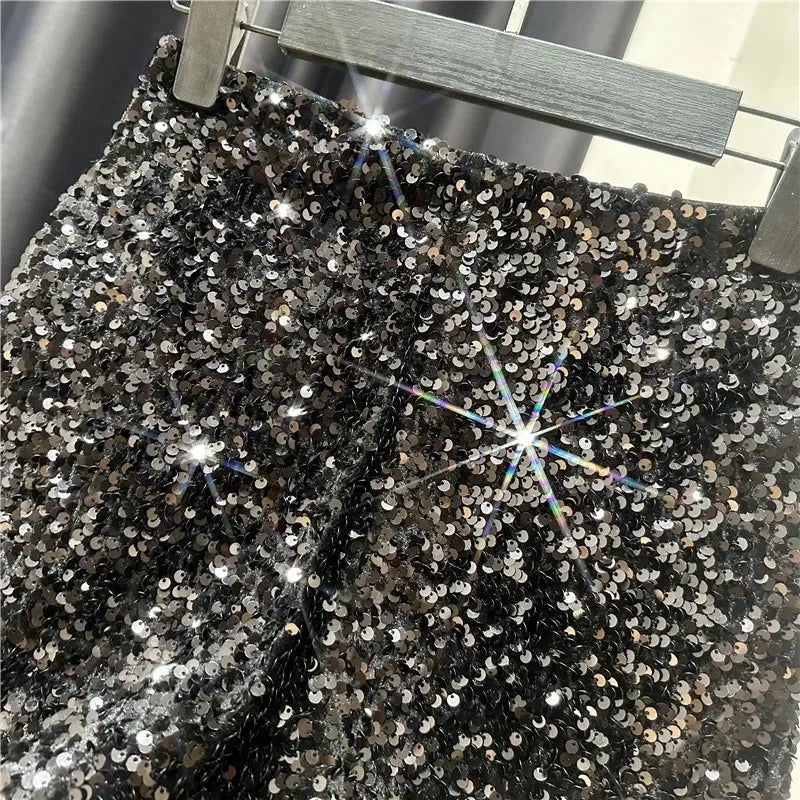 New Autumn Black Velvet Shorts Women Sequined Shiny Versatile Short Pants Clubwear Shorts Hot Pants High Street - Chrissy's Eye