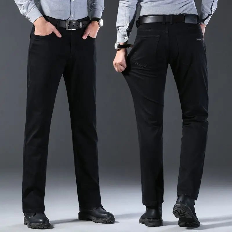 Men's classic high-end fashion versatile jeans, soft and slightly elastic black business denim pants, stylish upper body - Chrissy's Eye