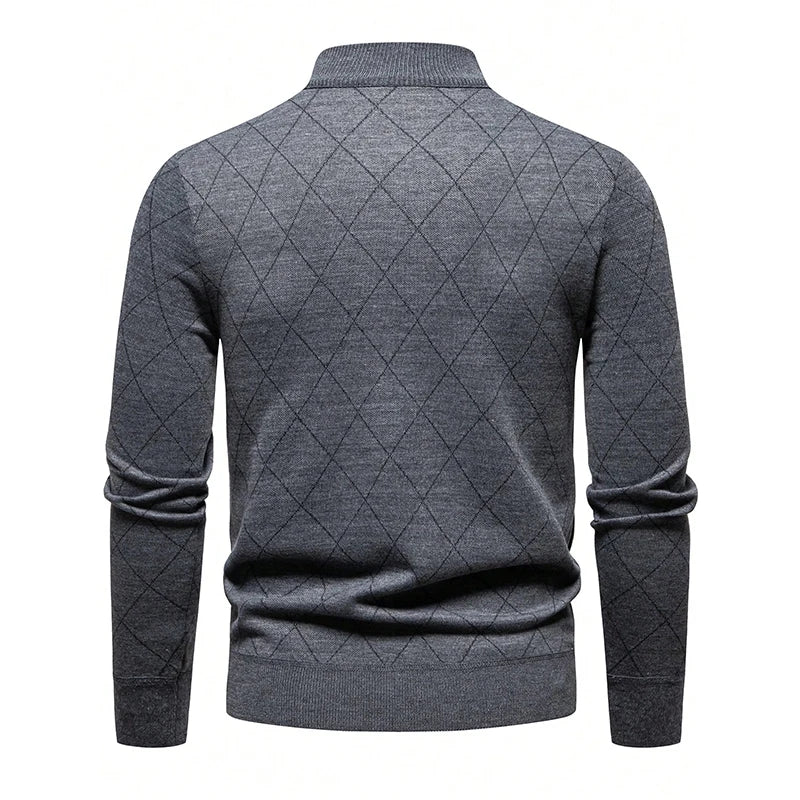 New Fashion Mens Knit Sweater American Half Zip Fleeced Knitwear Men's Stand Collar Casual Sweaters Pullovers - Chrissy's Eye